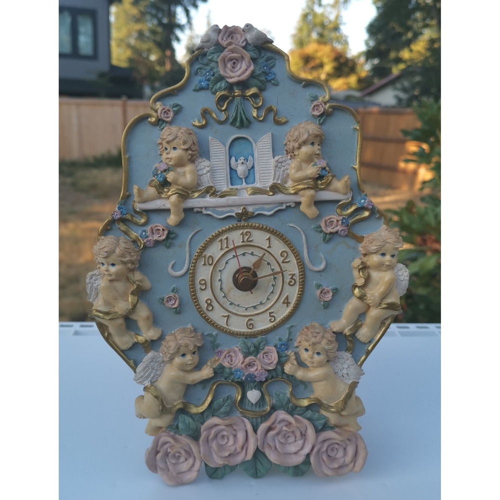 Vintage Cherub Style Cupid Angel's And Roses Clock Works